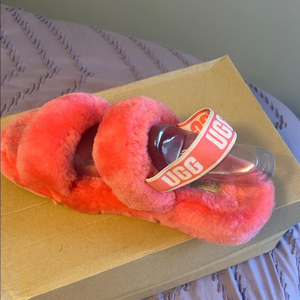 UGG Coral Fluffy Slippers